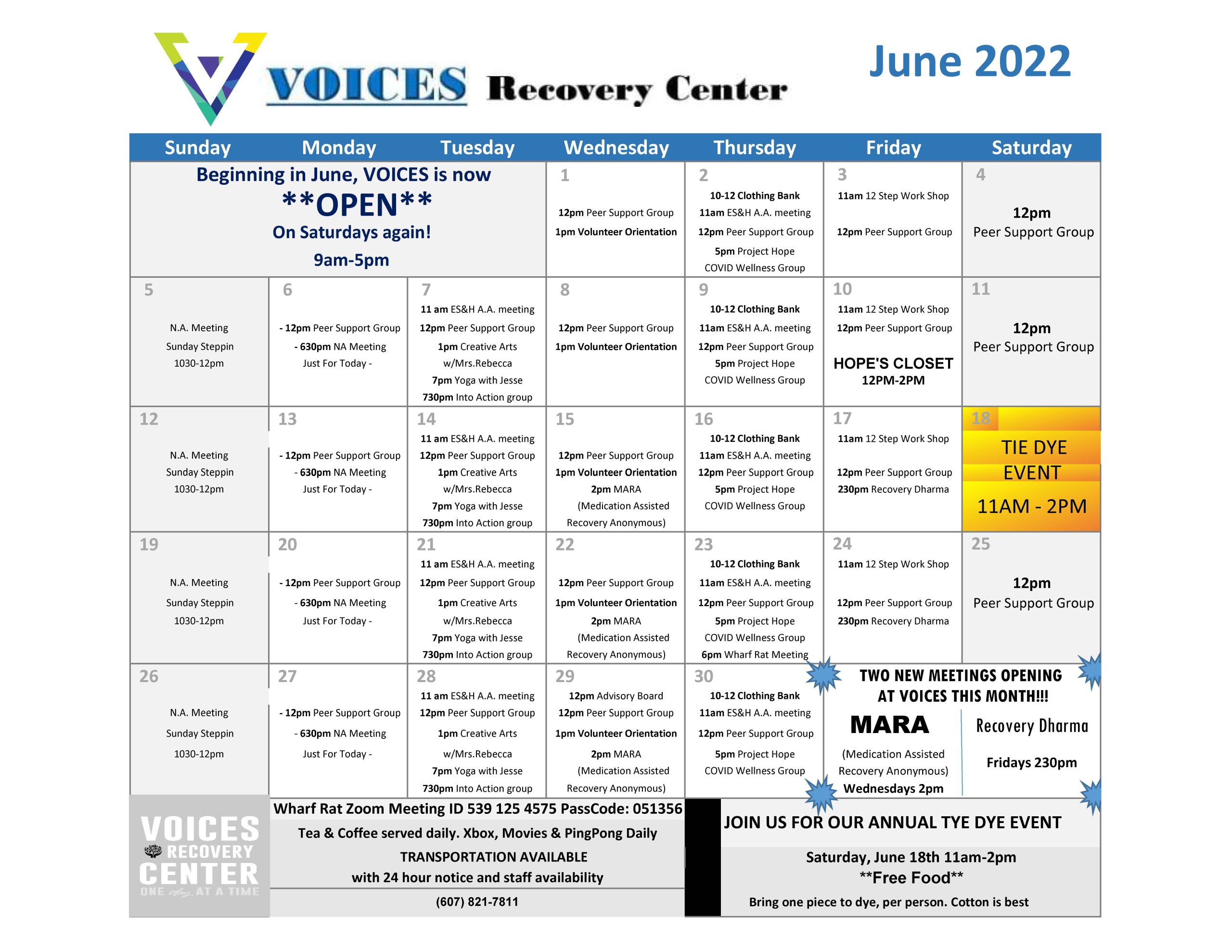 June Calendar 2022 scaled - VOICES Recovery Center June 2022 Calendar